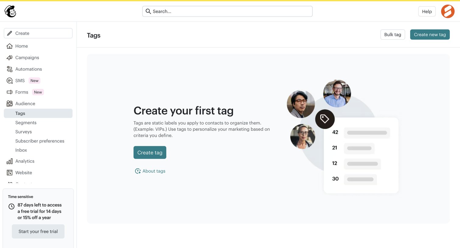 Mailchimp - Tags | Mailchimp screen