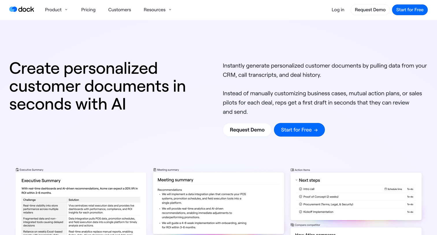 Dock - Dock AI Documents | Generate personalized business cases & more screen
