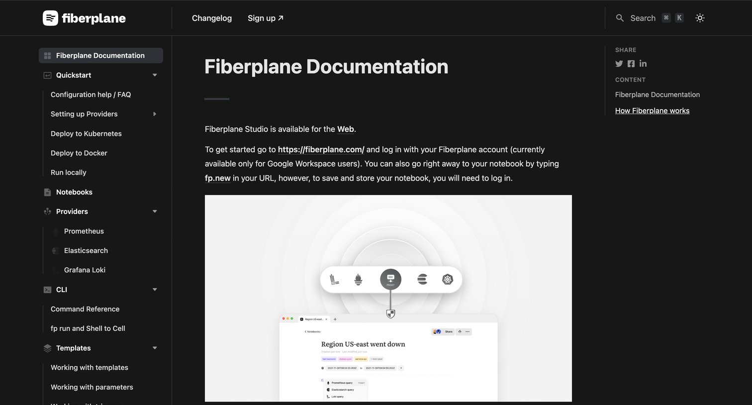 Fiberplane - Fiberplane Documentation screen