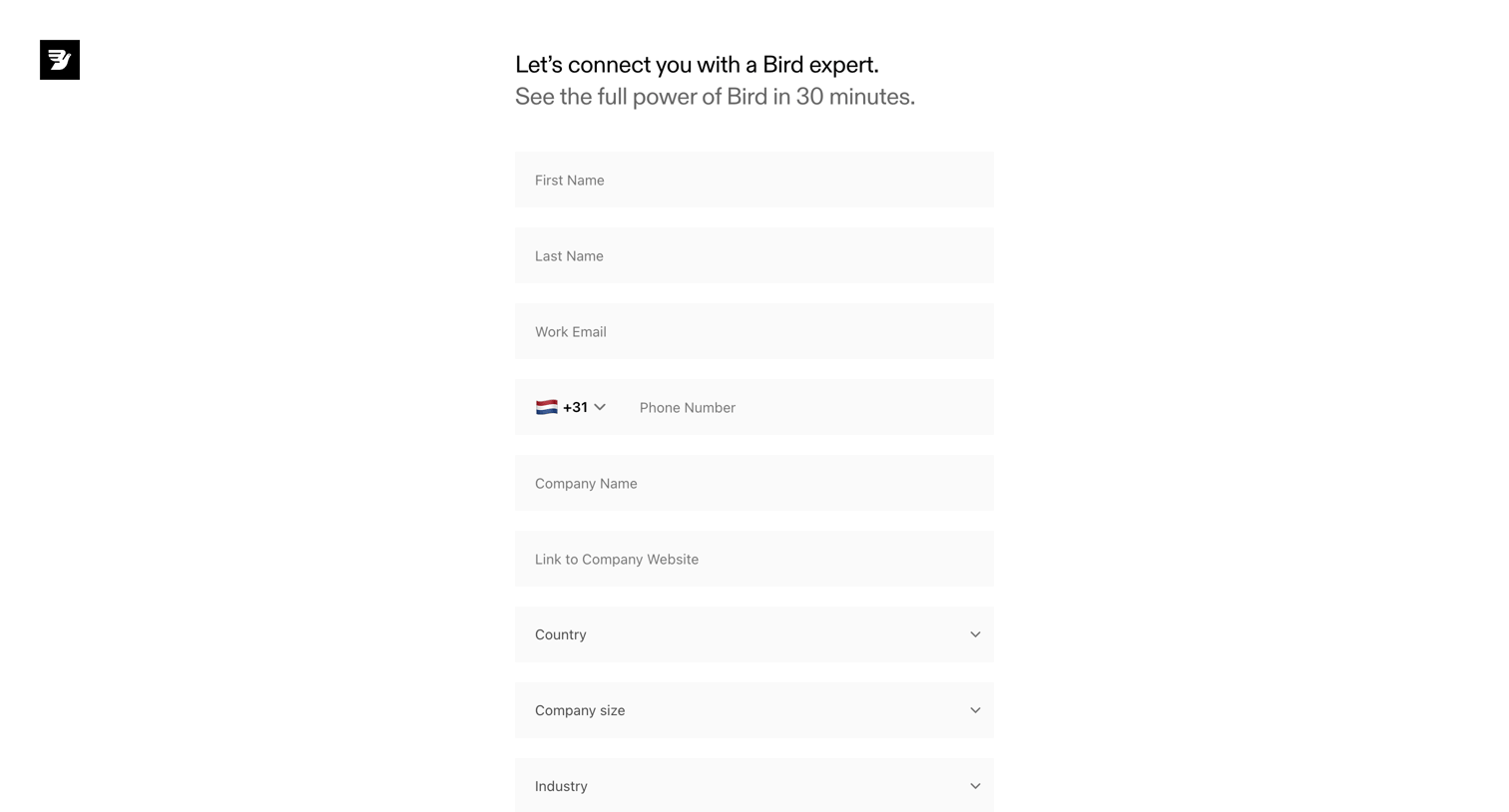 Bird - Book a Demo Consult with a Bird Expert screen