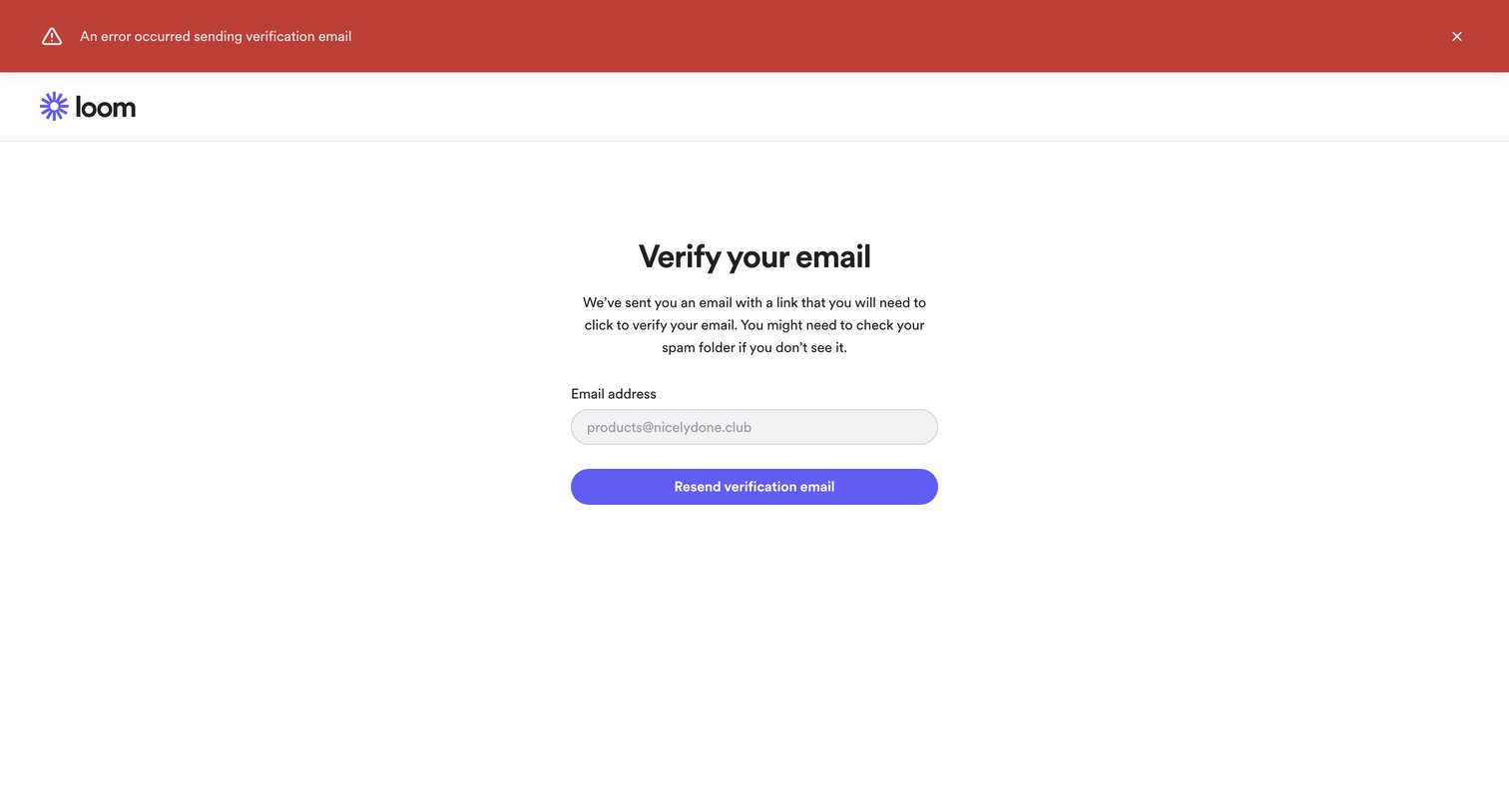 Loom - Verify the email for your Loom account | Loom screen