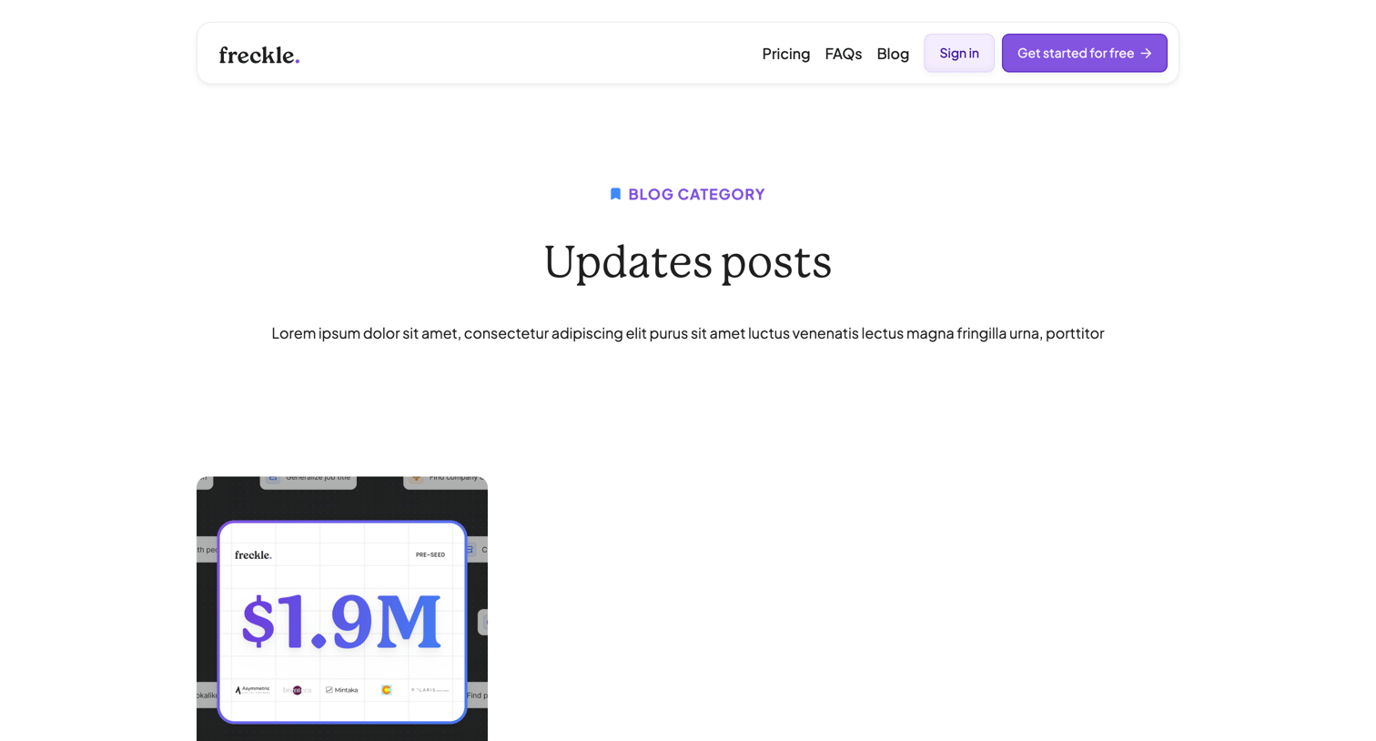 Freckle - Updates - Techbit X - Webflow Ecommerce website template screen