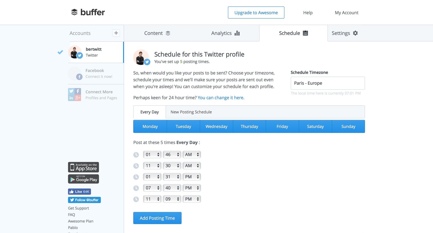 Buffer - Calendar screen