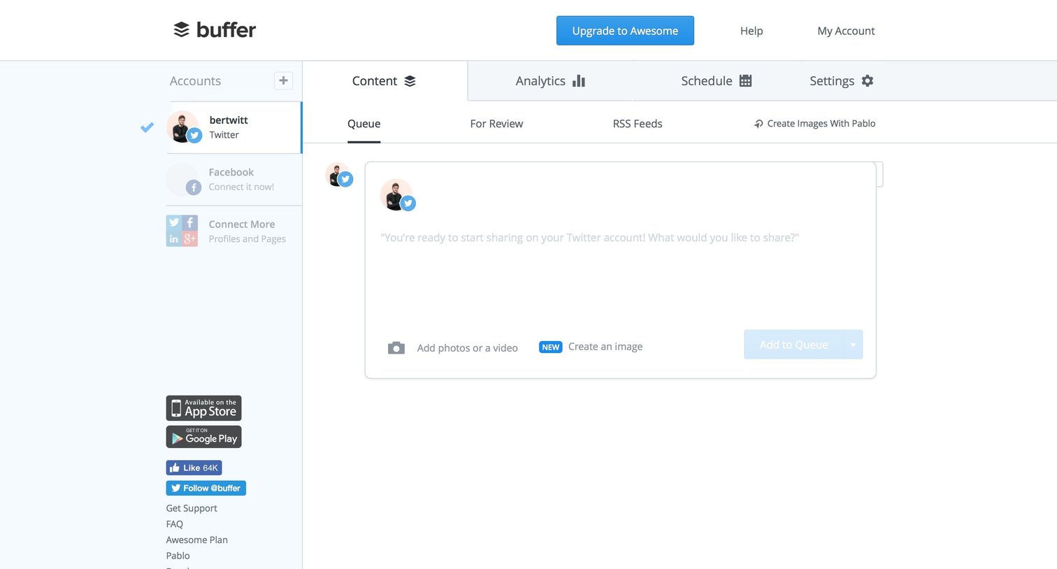 Buffer - Home screen