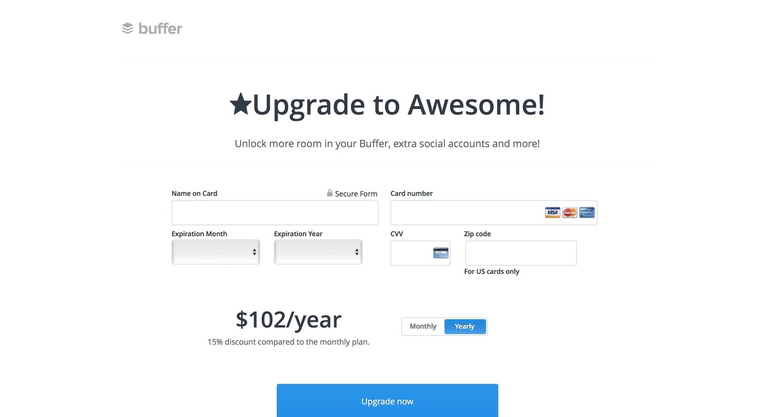 Buffer - Plans screen
