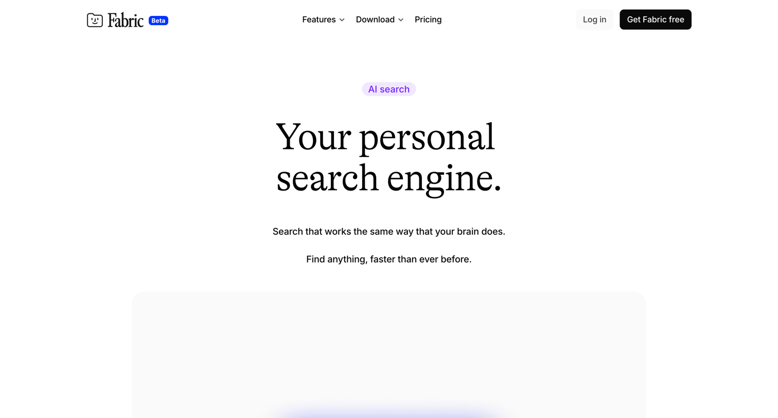 Fabric - Fabric Your personal search engine screen