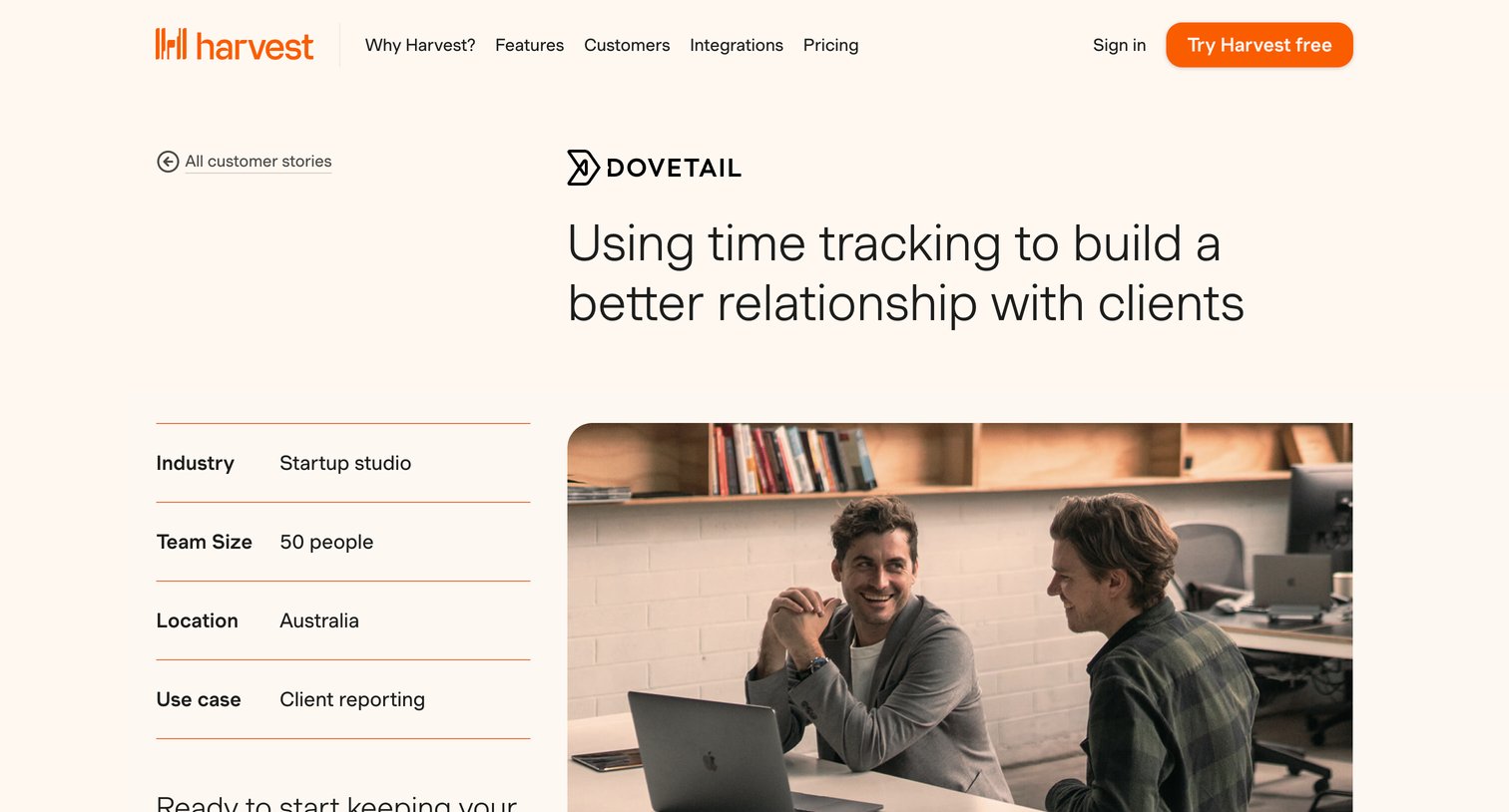 Harvest - Customer Story Using Time Tracking to Build Trust - Harvest screen
