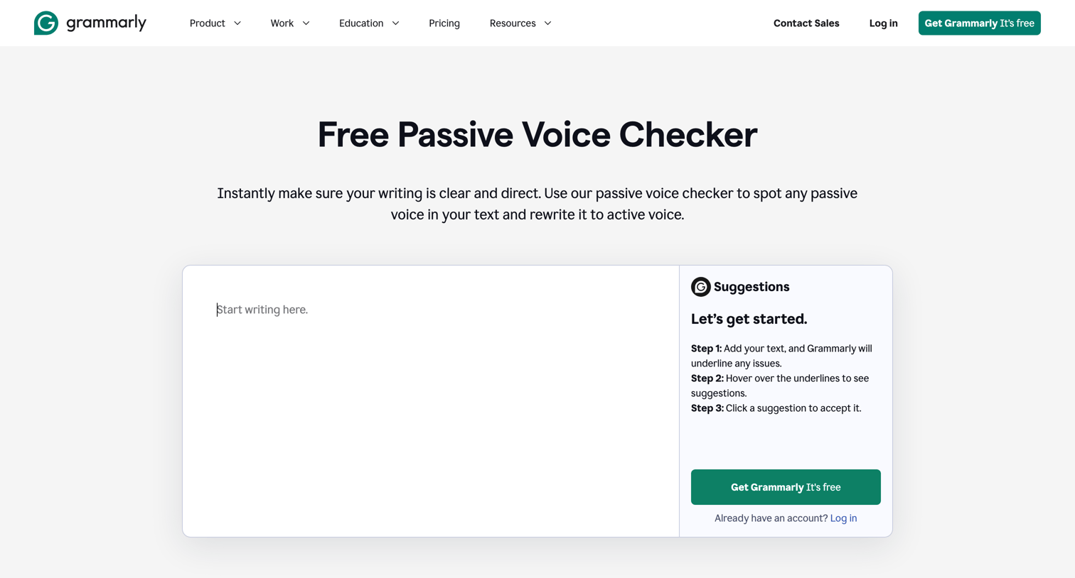 Grammarly - Passive Voice Checker  Grammarly screen