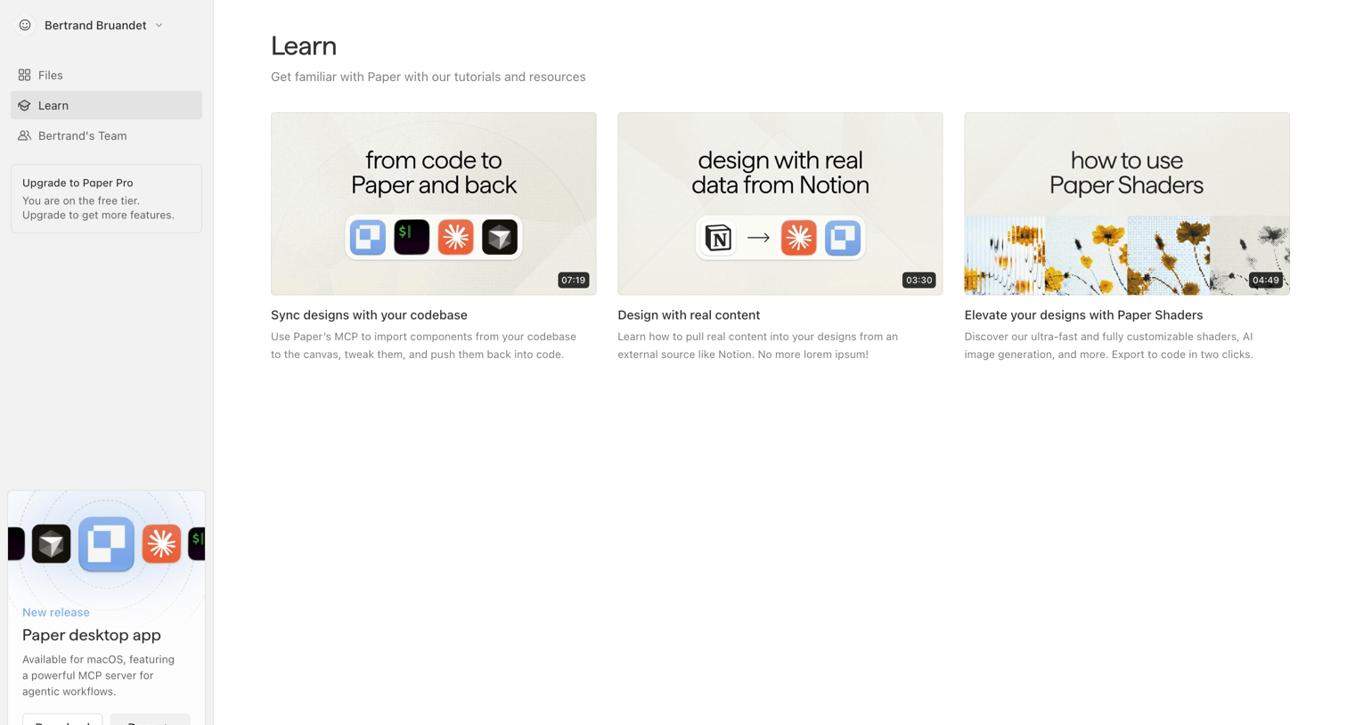 Paper - Learn · Paper screen