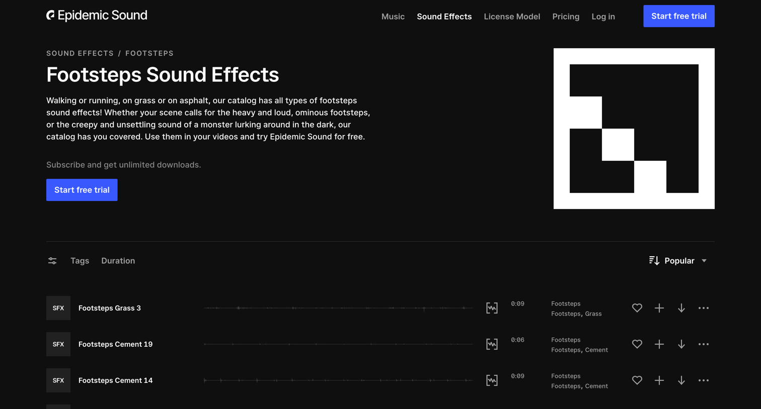 Epidemic Sound - Footsteps Sound Effects | Royalty-Free  Epidemic Sound screen