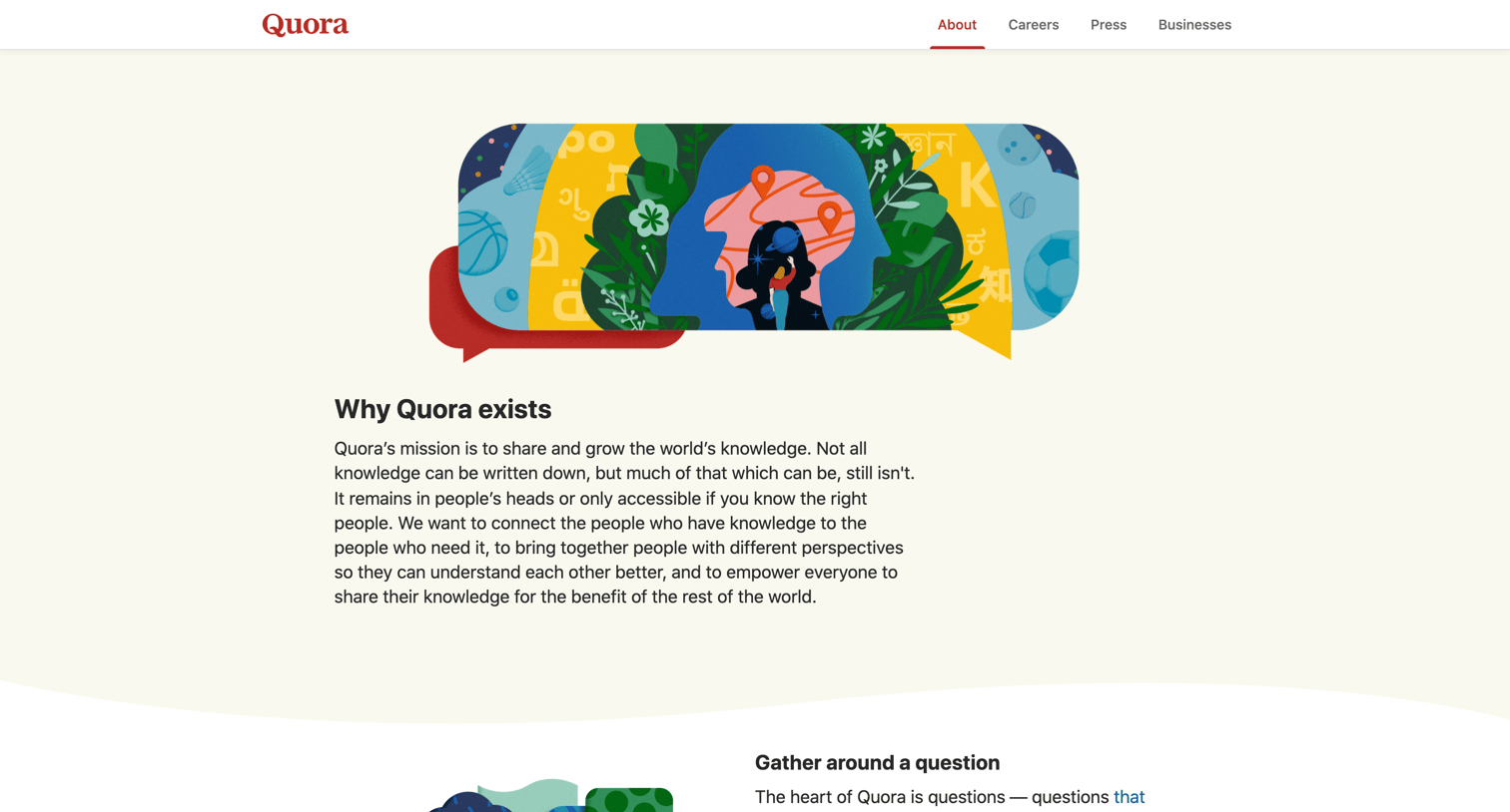 Quora - About screen