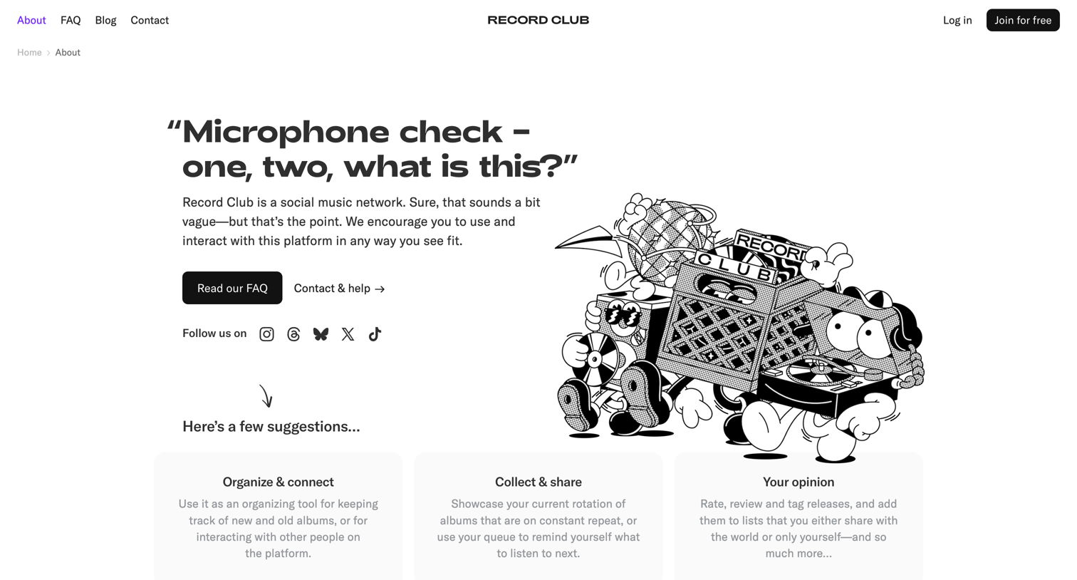 Record club - About – Record Club screen