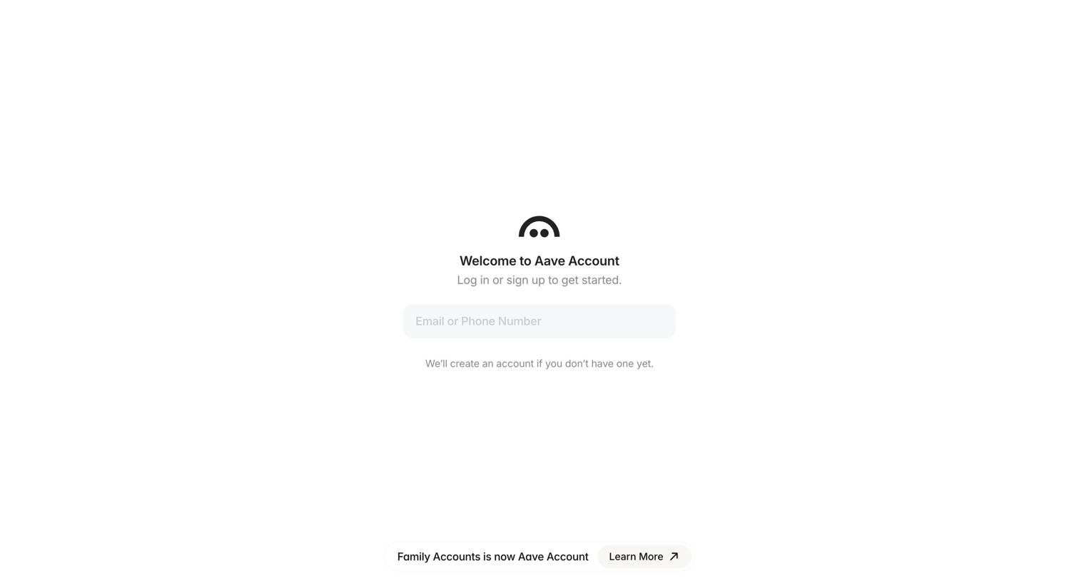 Family - Aave Account screen