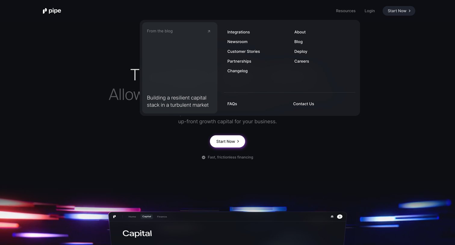 Pipe - Get dilution-free capital with your revenue screen