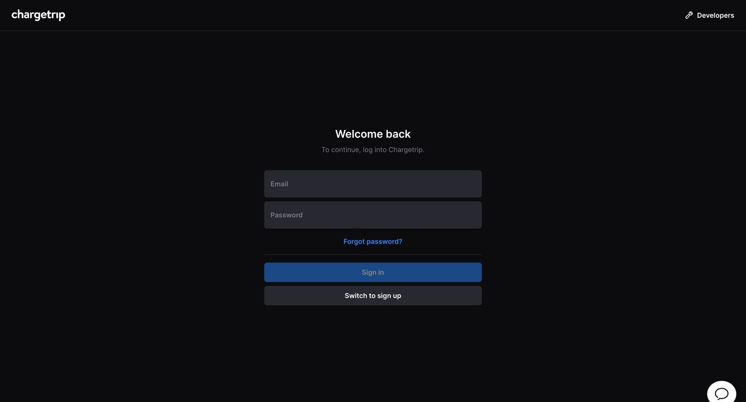 Chargetrip - Chargetrip - Sign in screen