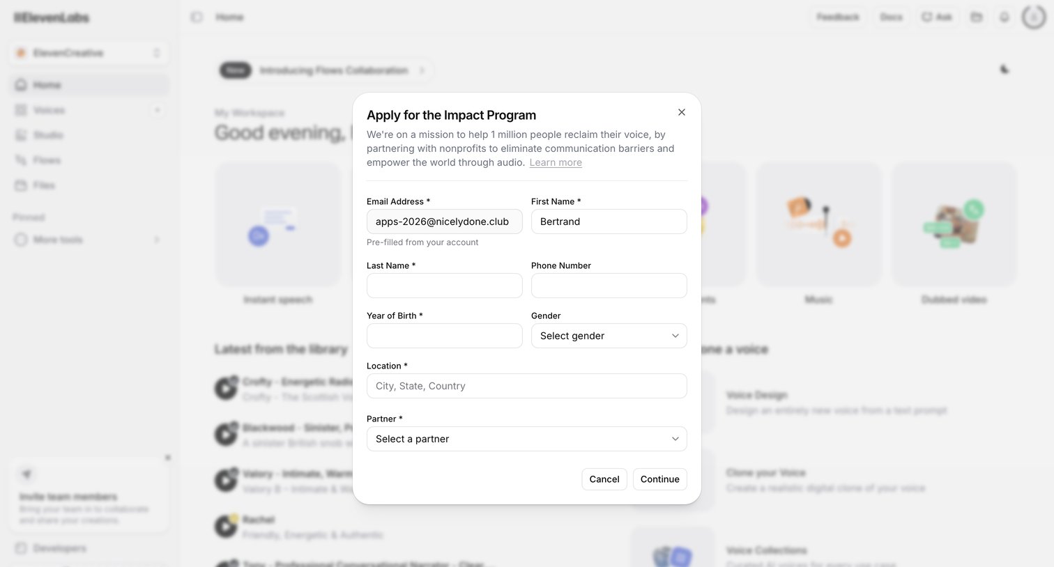 Elevenlabs - Home | ElevenLabs screen
