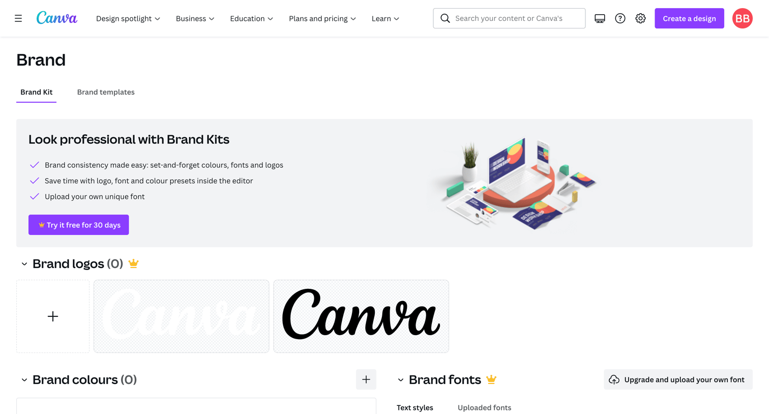 Canva - Brand - Canva screen