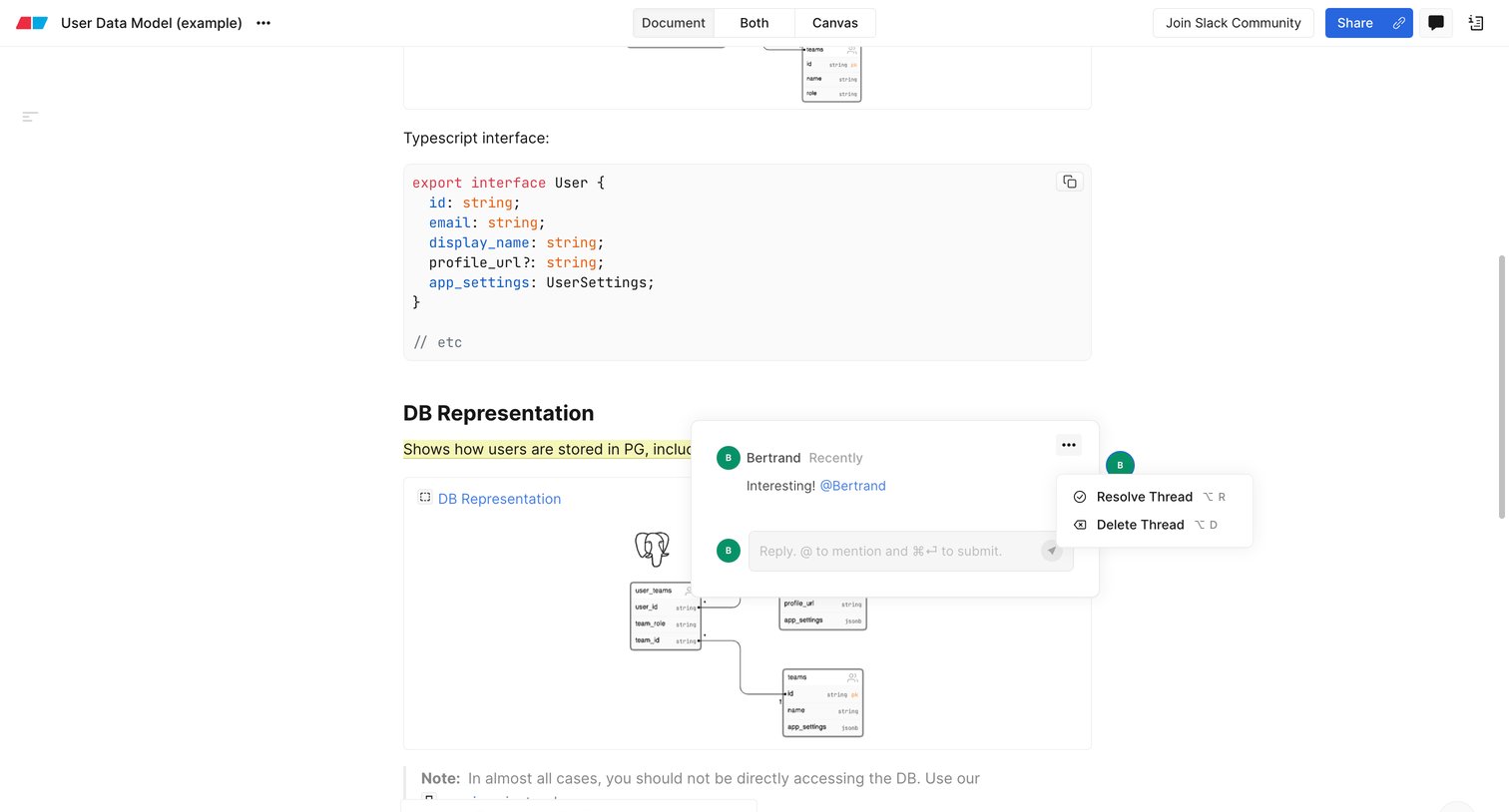 User Data Model example — Eraser from Eraser