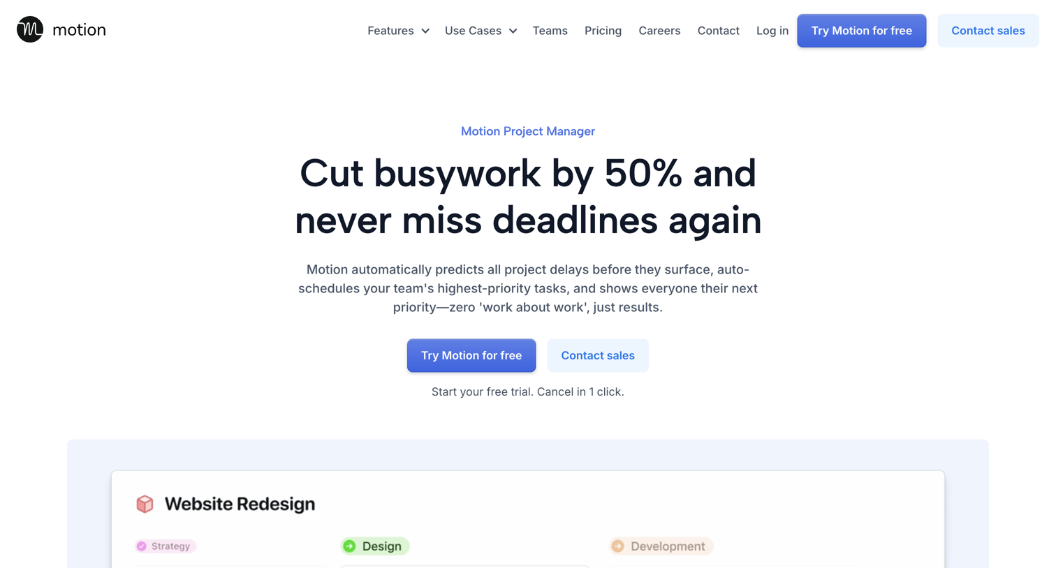 Motion - The Only AI Project Manager That Predicts | Prevents Delays For Te screen