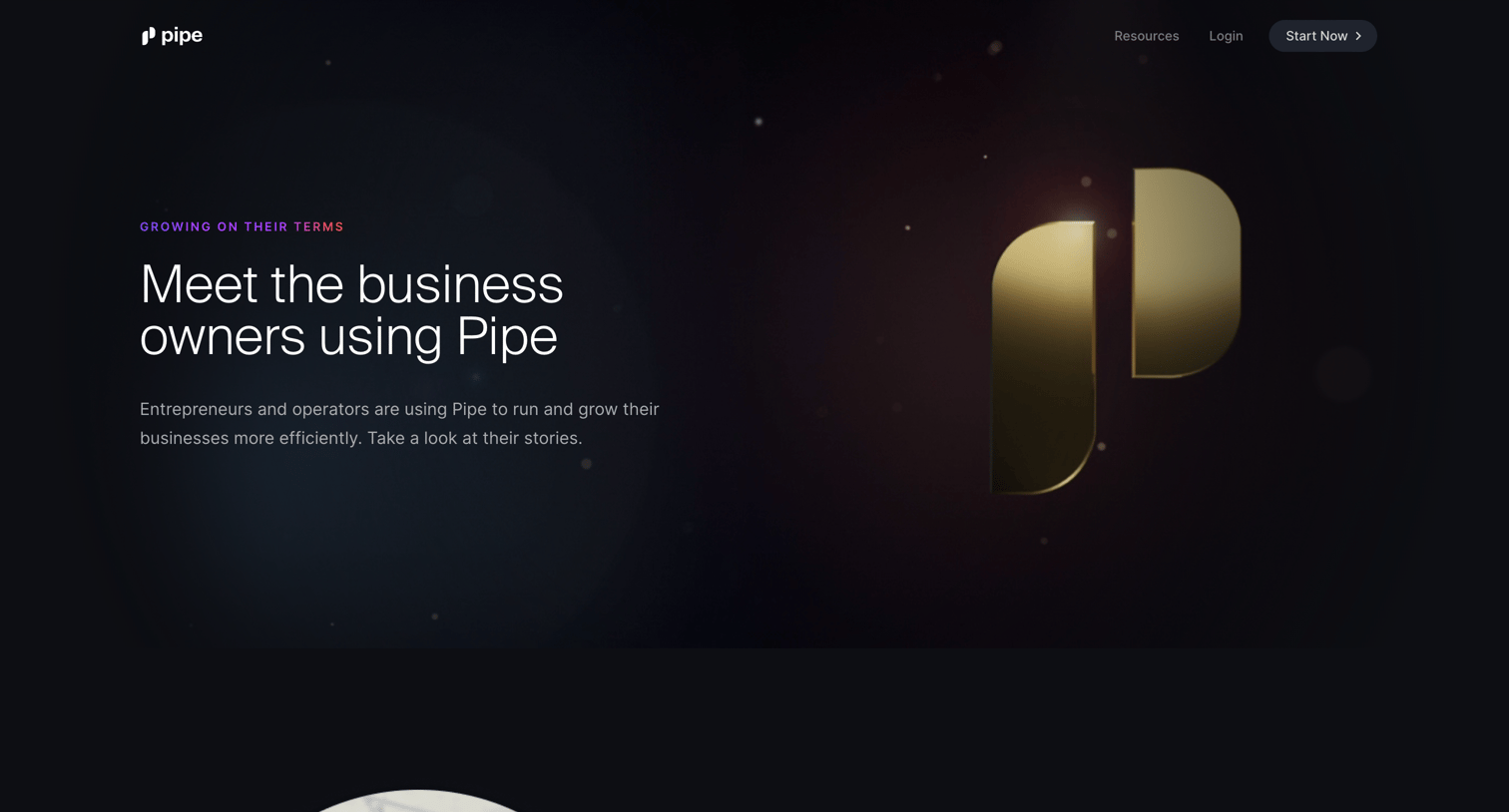 Pipe - Meet the business owners using Pipe to grow on their terms screen