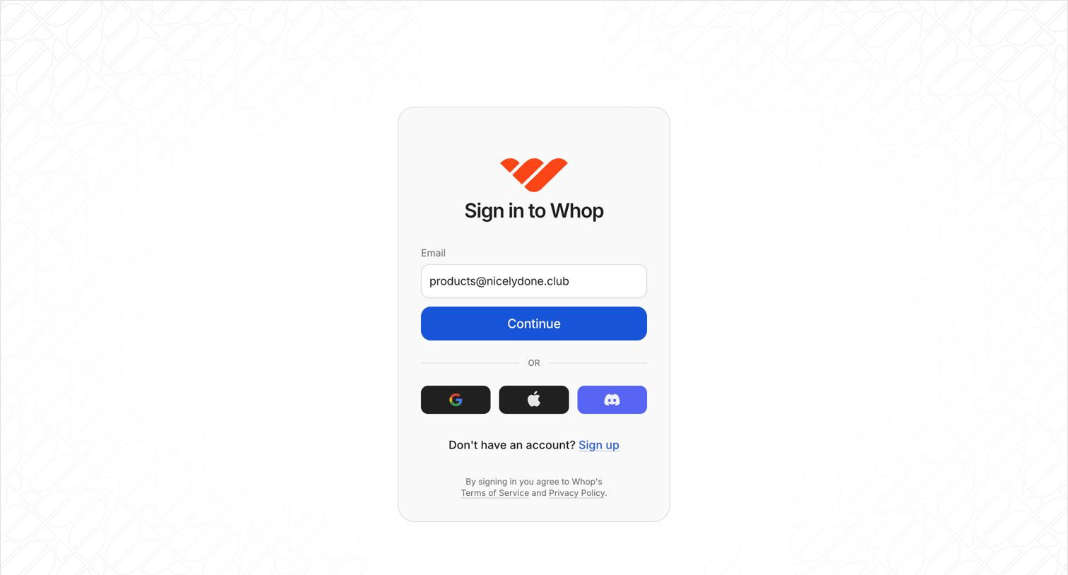 Whop - Whop: Start a Business, Learn a New Skill, & Build a Network | Whop screen