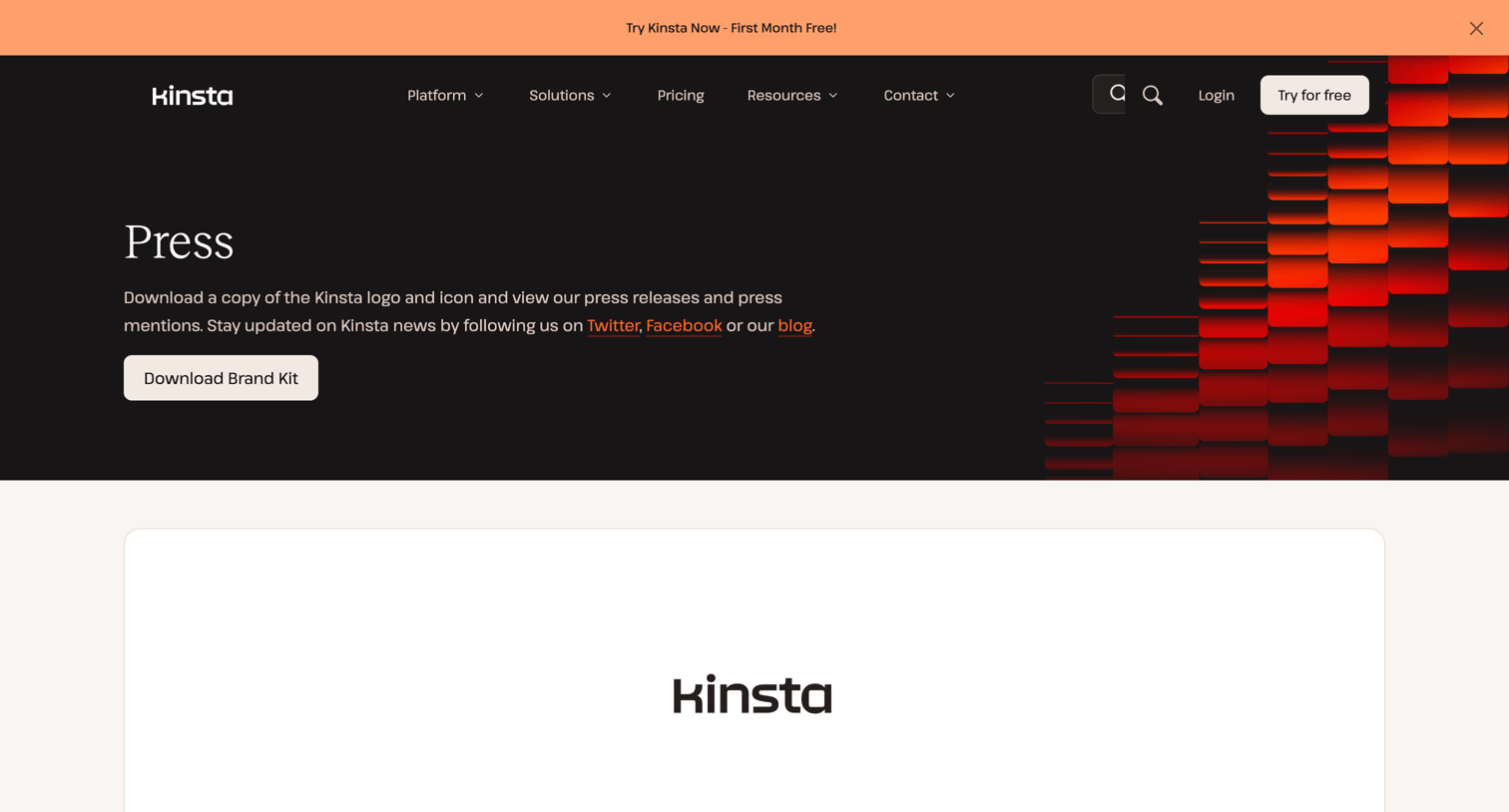 Kinsta - Press - Kinsta® screen