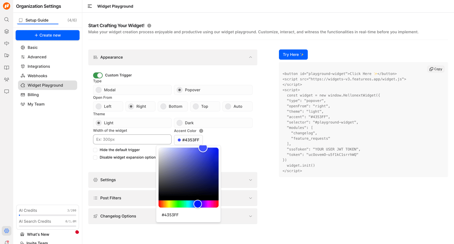 FeatureOS - Widget Playground | Nicelydone Club screen