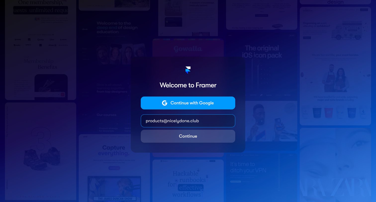 Framer - Framer Login screen