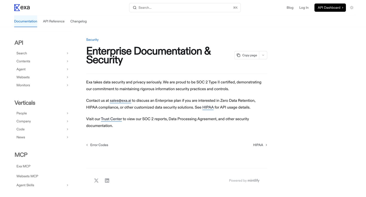 Exa - Enterprise Documentation & Security - Exa screen