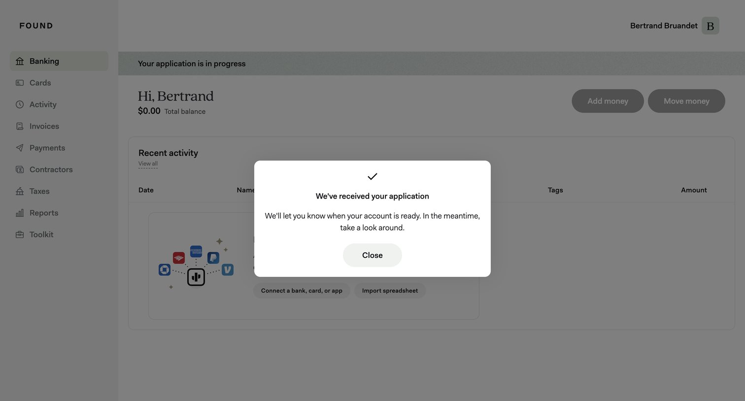 Found screen
