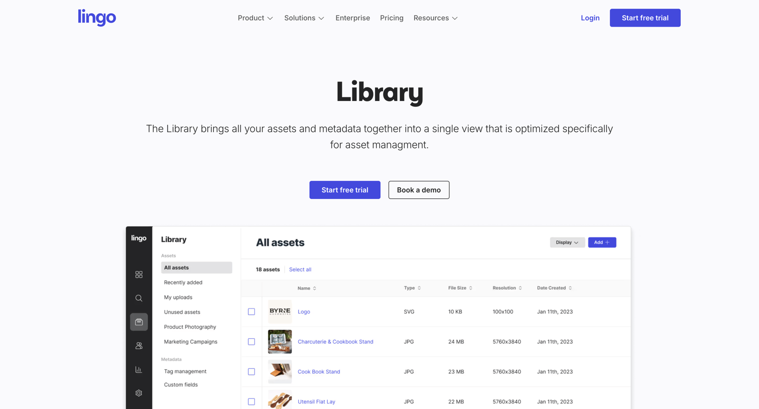 Lingo - Digital Asset Library & Management Storage Lingo screen