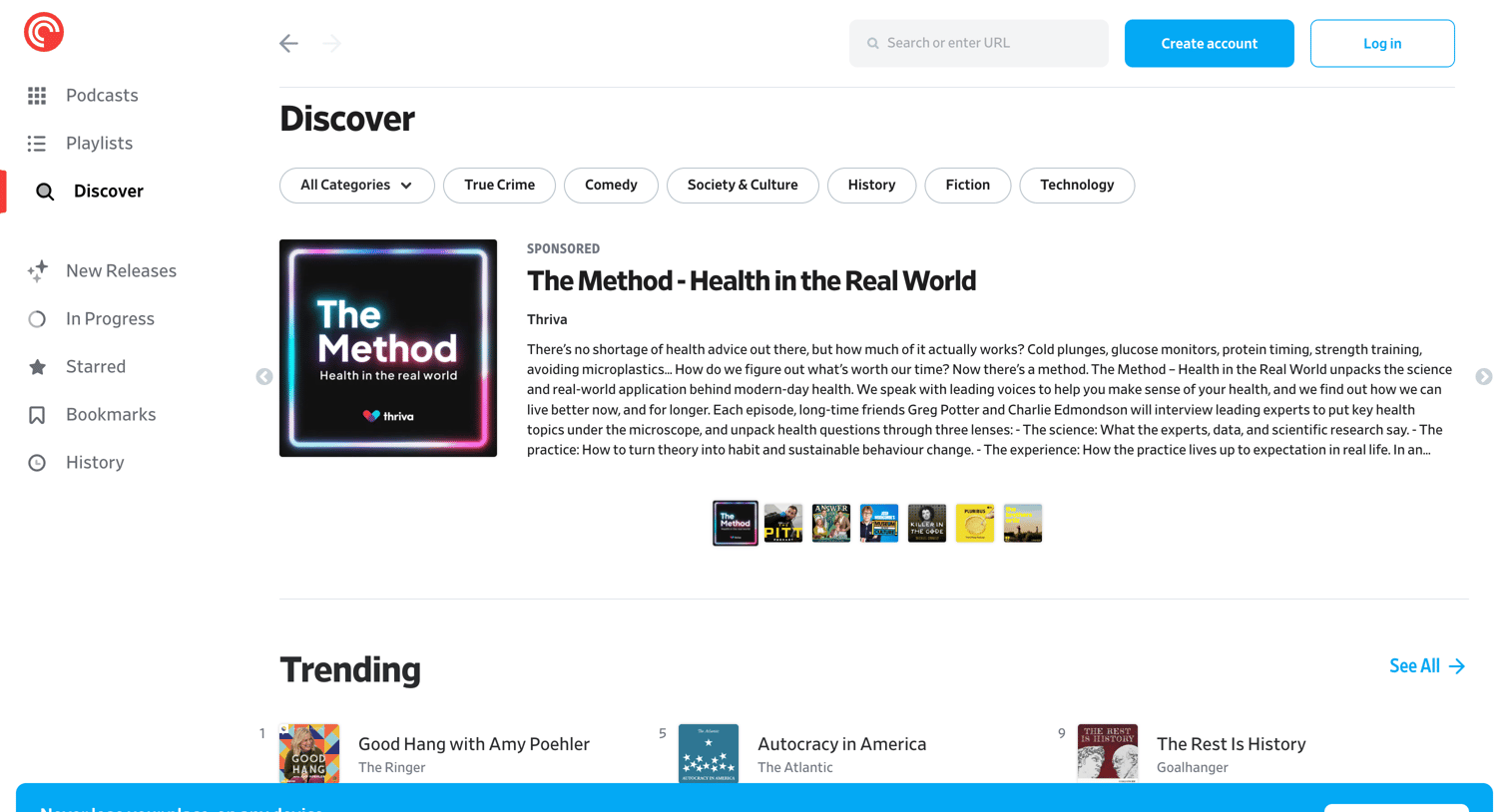 Pocket Casts - Discover - Pocket Casts screen