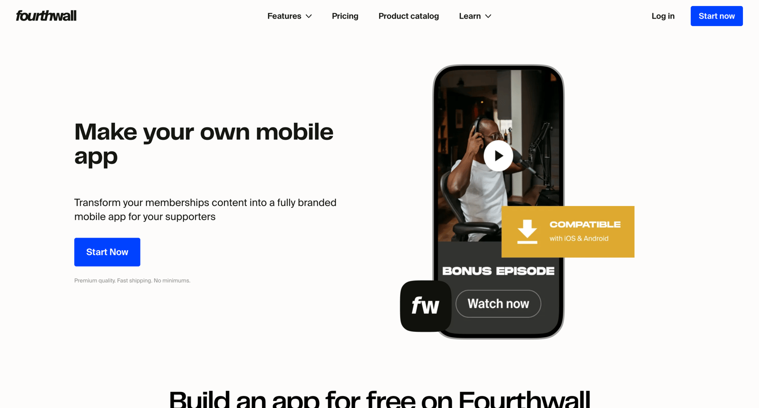 Fourthwall - Custom Mobile Apps screen