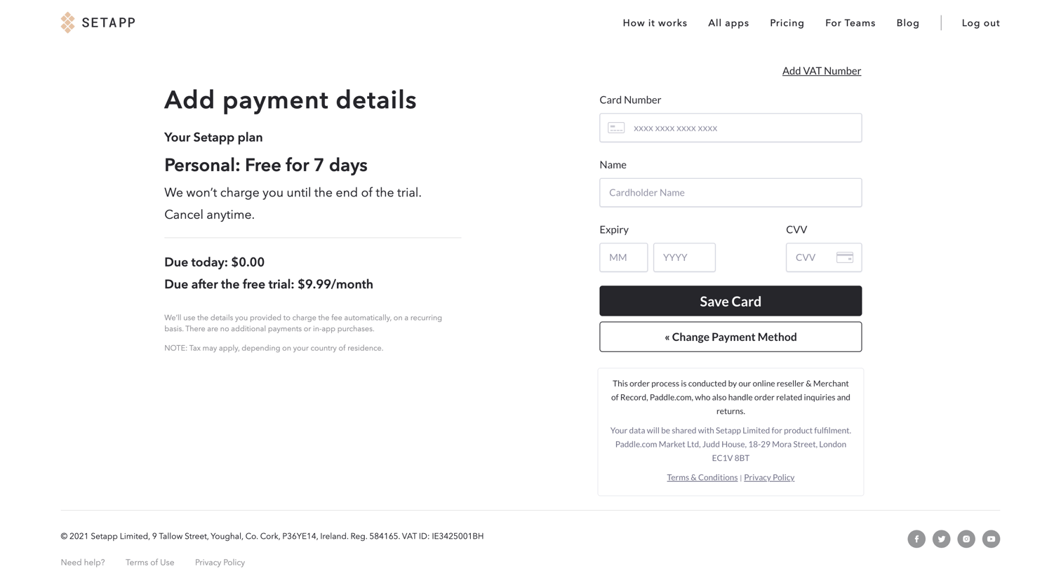 Setapp - Setapp | Personal User Account screen
