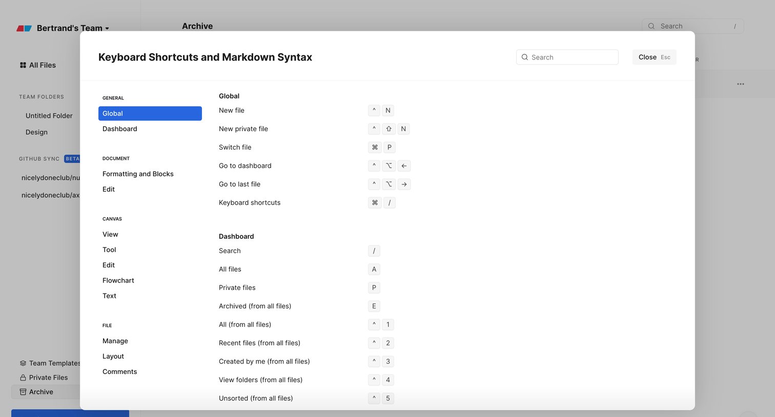 Eraser - Bertrands Team Workspaces — Eraser screen
