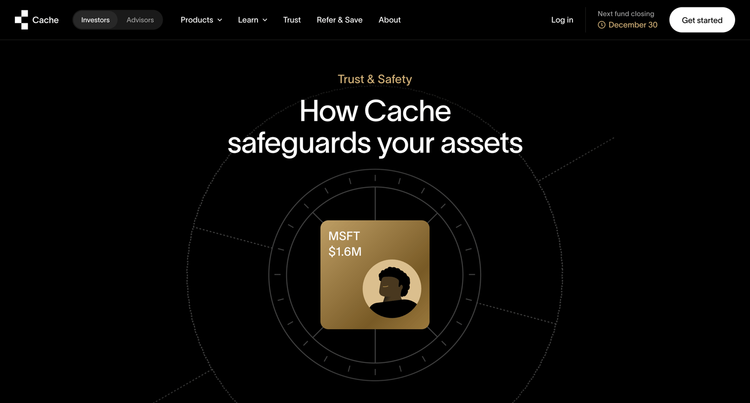 Cache - Trust and Safety screen