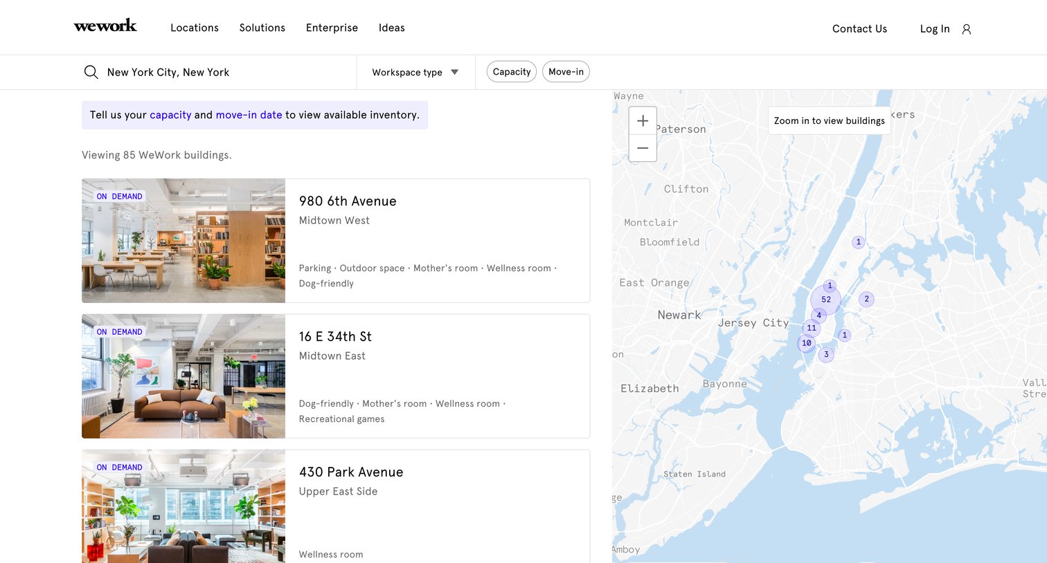WeWork - WeWork Coworking | Office Space Locations screen