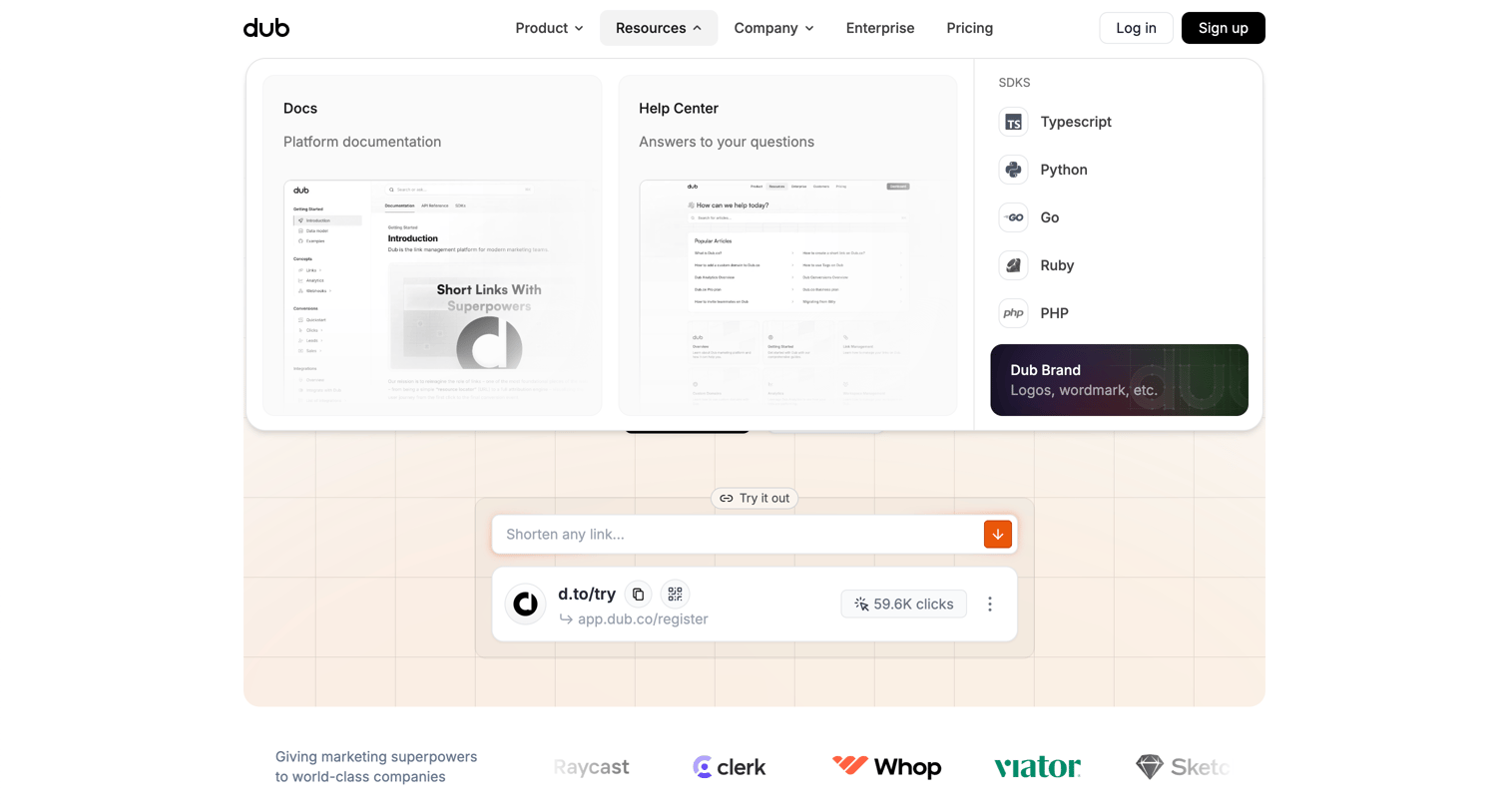 Dub - Dub.co - Link Management for Modern Marketing Teams screen