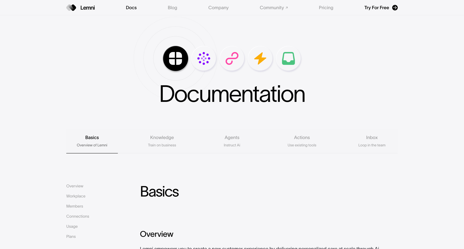 Lemni - Lemni · Docs screen