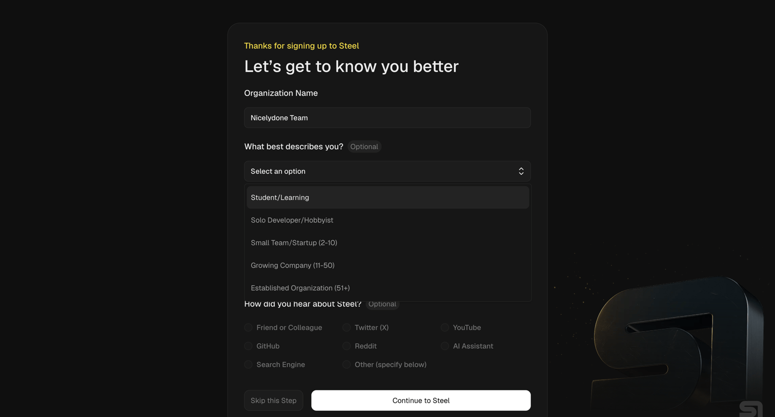 Steel - Steel | Open-source Headless Browser API screen
