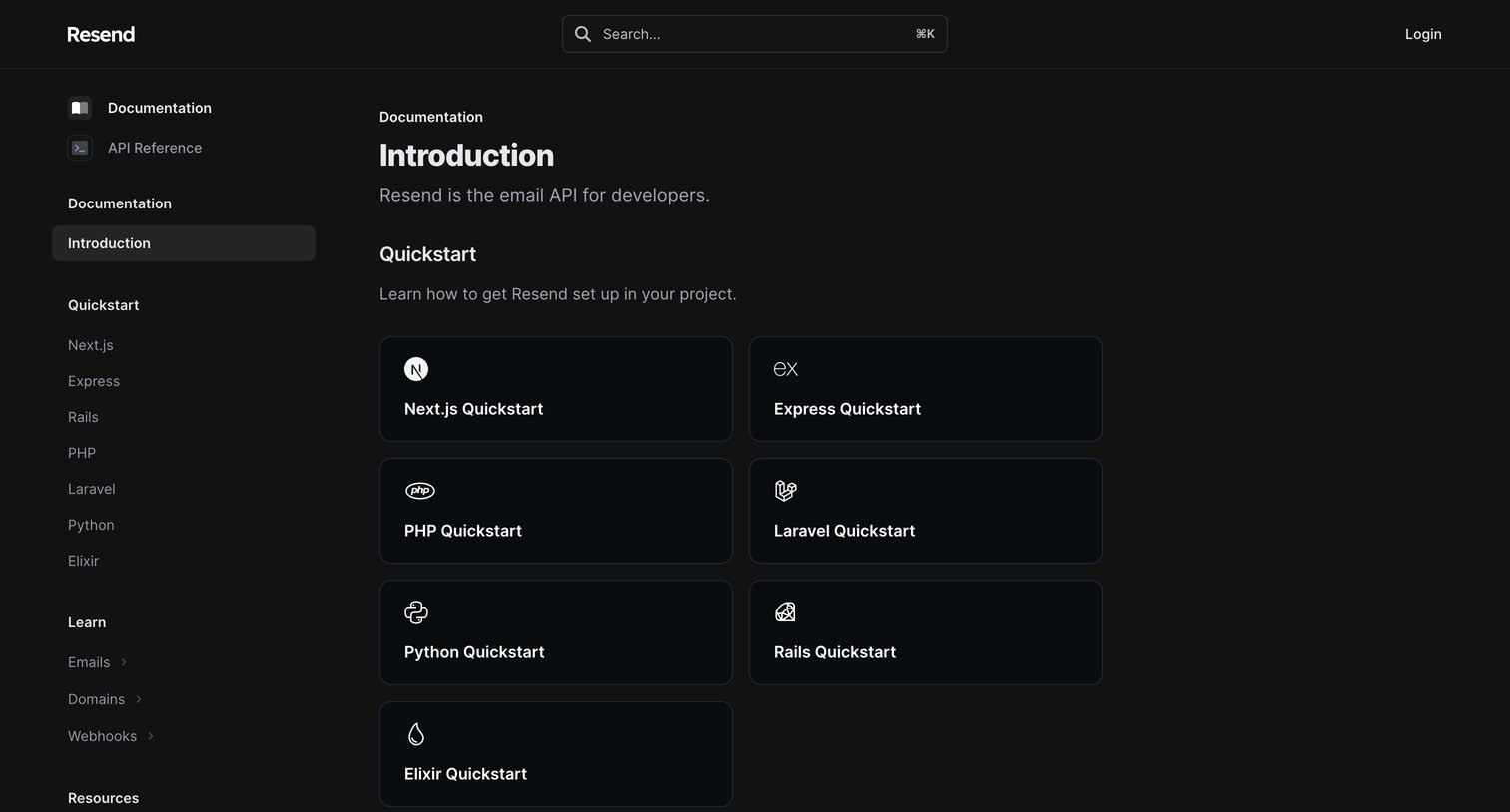 Resend - Introduction - Resend screen