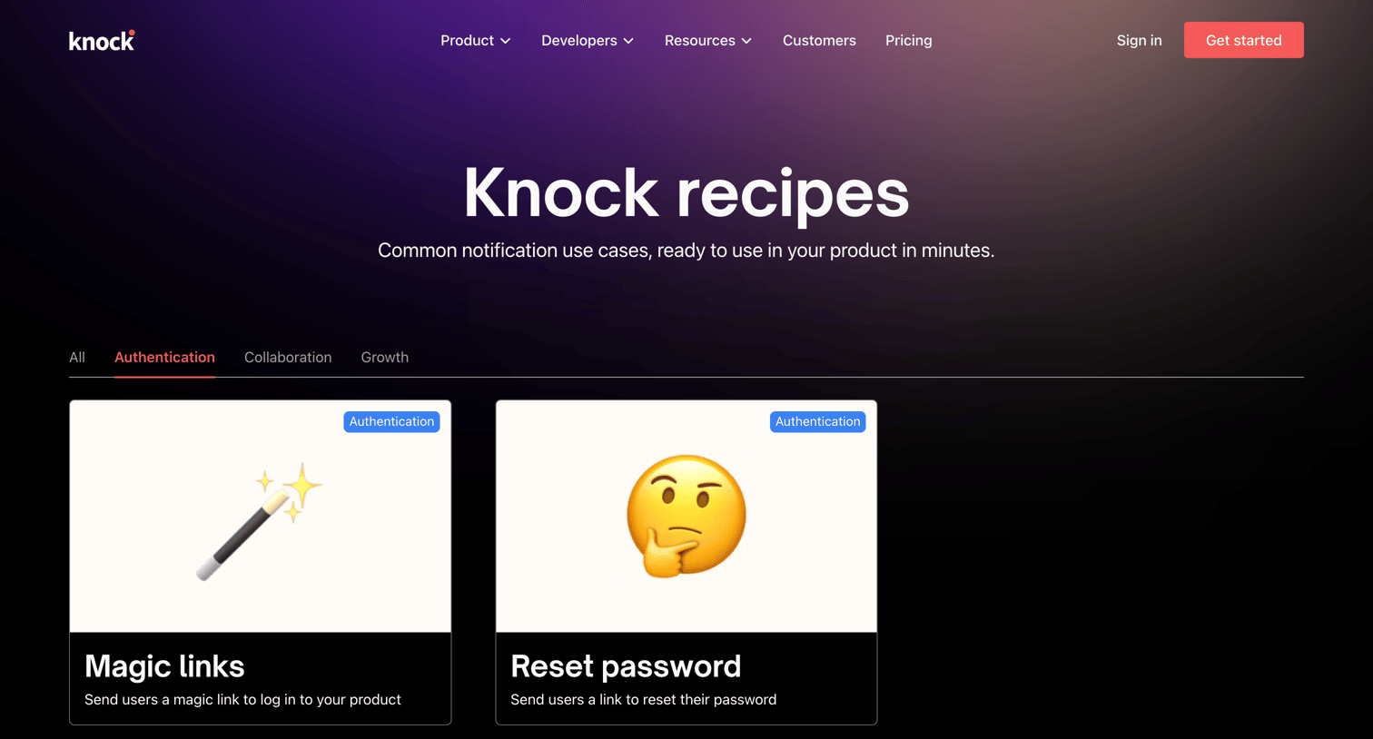 Knock - Authentication | Notification recipes Knock screen