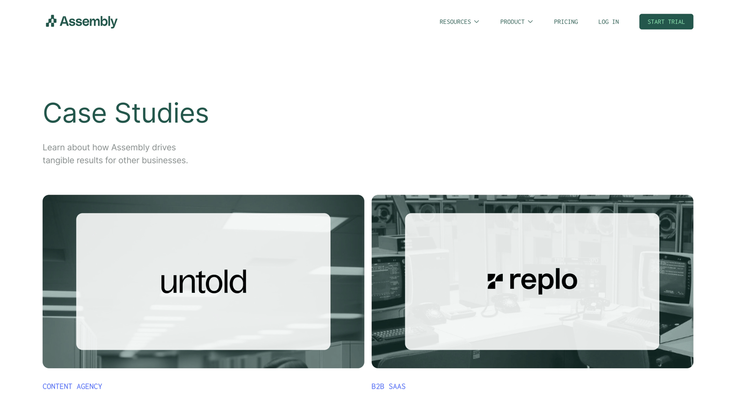 Assembly - Case Studies screen