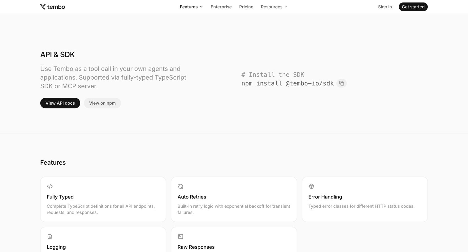 TypeScript SDK – Tembo from Tembo