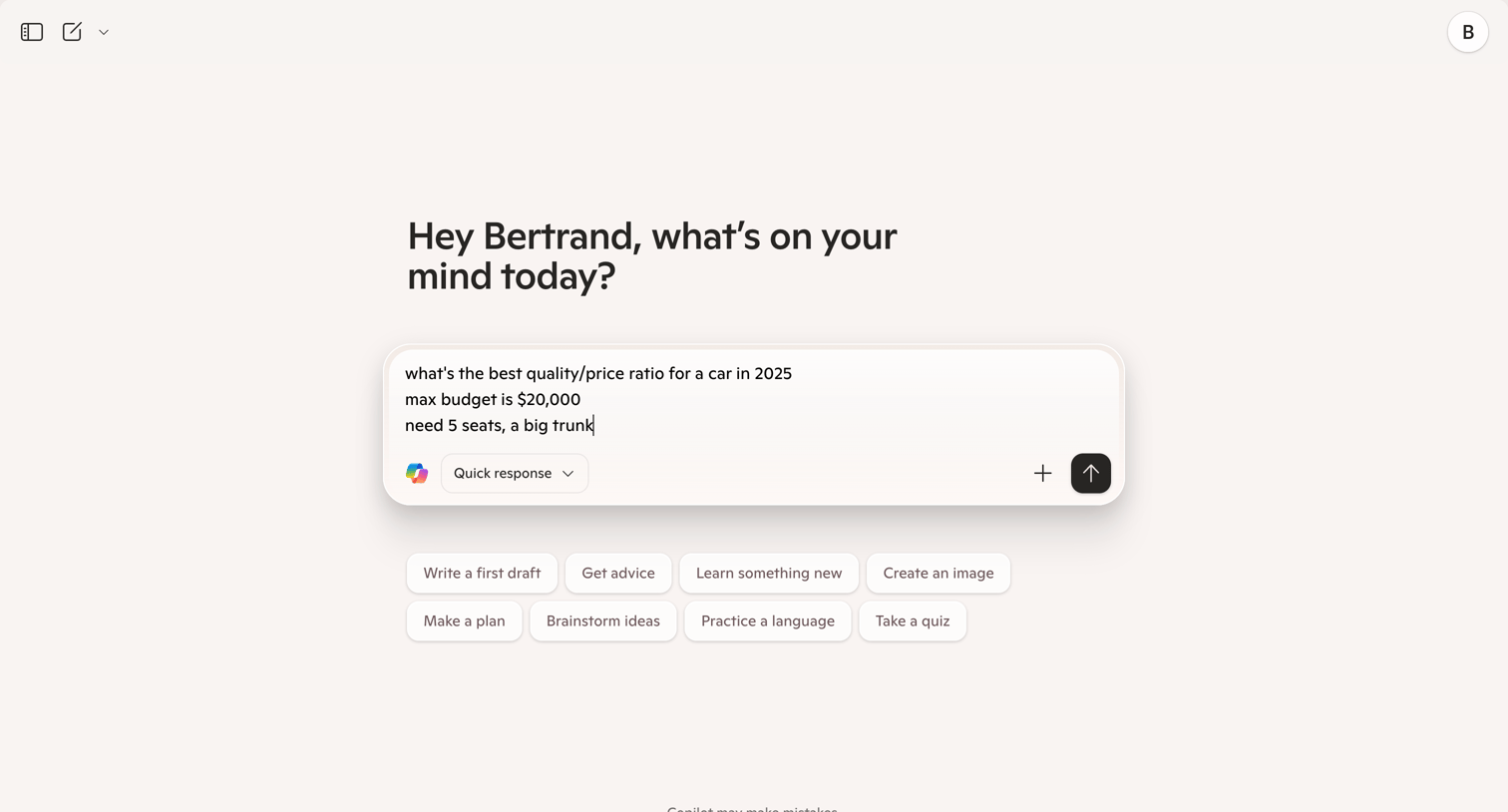 Copilot - Microsoft Copilot: Your AI companion screen