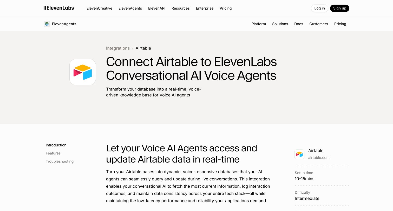 Elevenlabs - Connect Airtable to ElevenLabs for Conversational AI Voice Agents screen