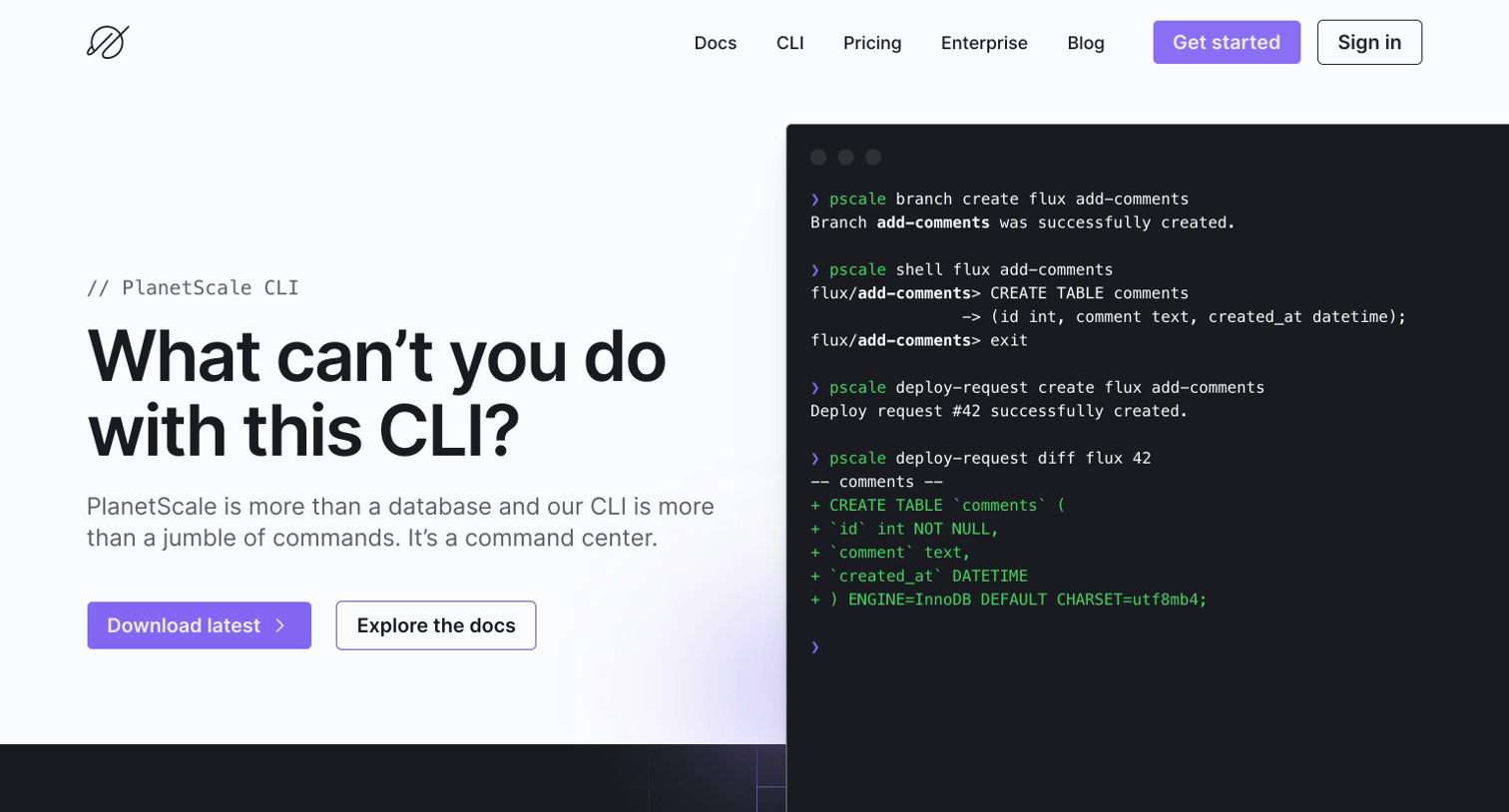 PlanetScale - PlanetScale CLI screen