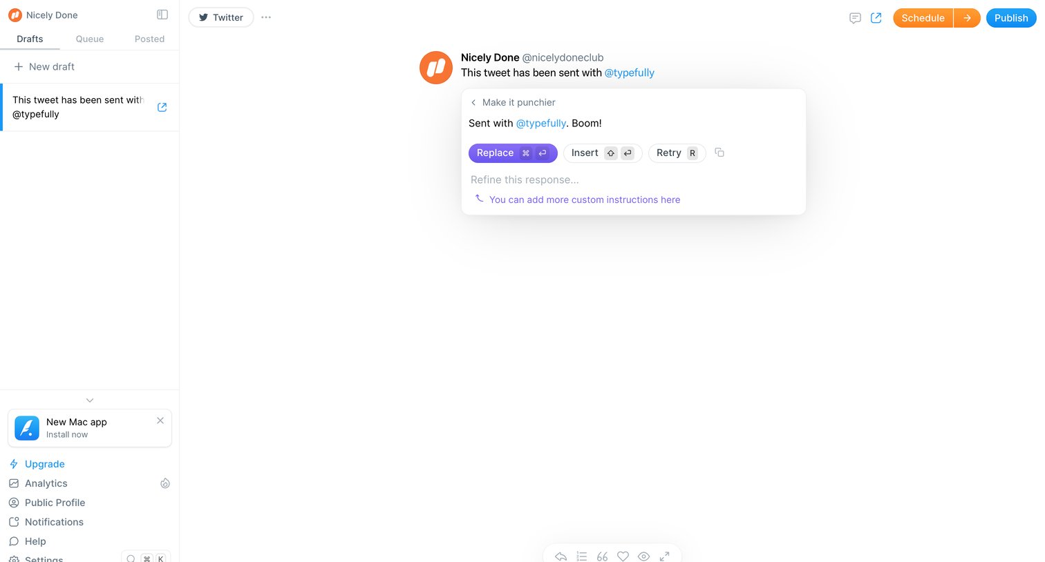 Typefully screen