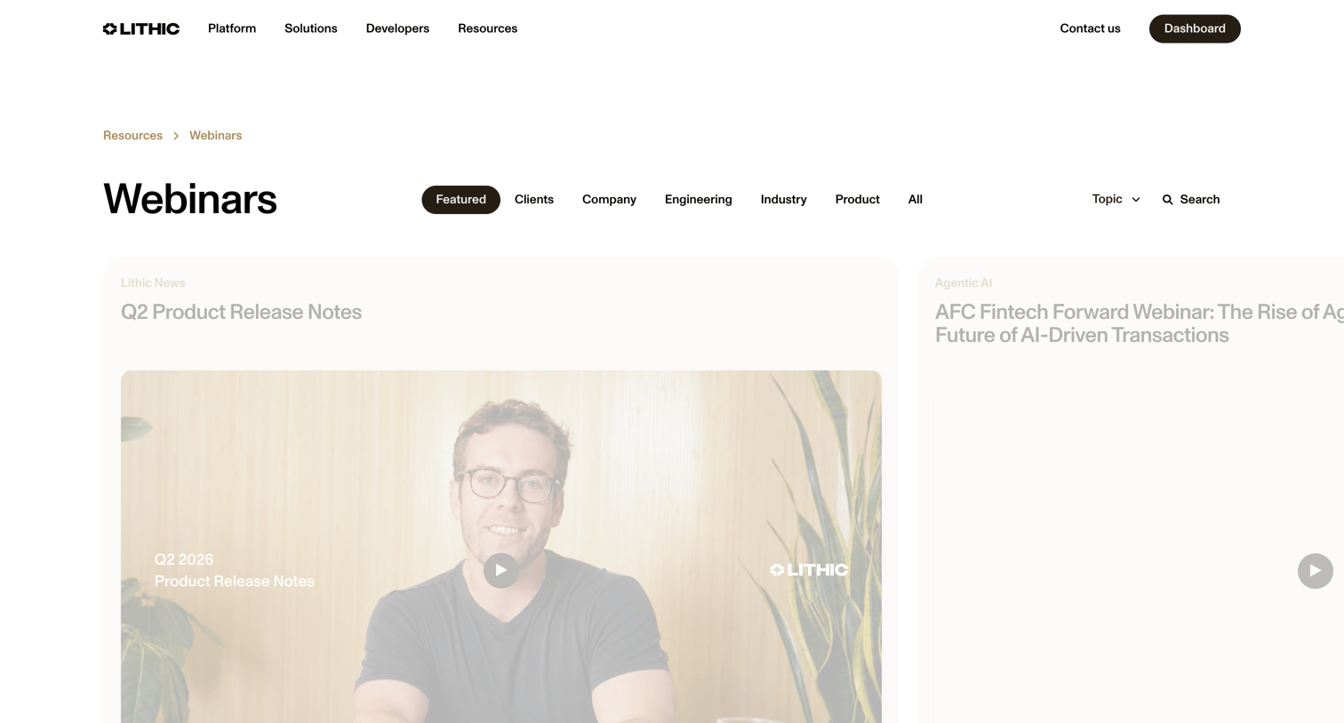 Lithic - Webinars screen