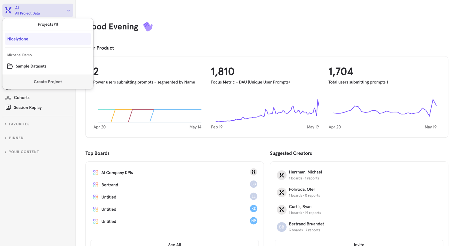 Mixpanel - Mixpanel - Product Analytics screen